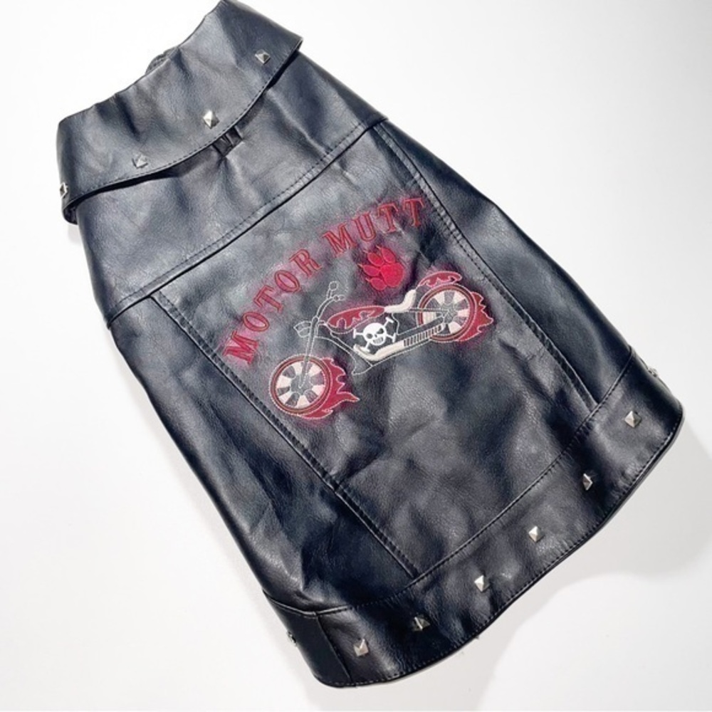 Motor Mutt Black Leather Dog Vest Medium